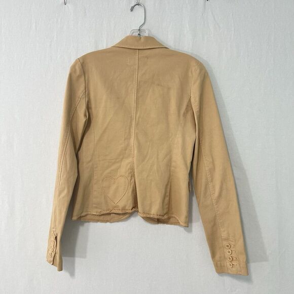 Juicy Couture Vintage Blazer Small Y2K Beige Lace Trim Heart Coquette USA Made - Picture 9 of 13